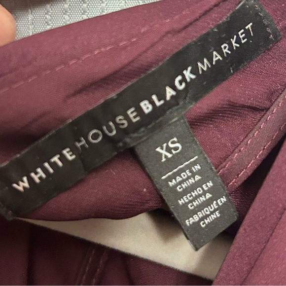 White House Black Market Burgundy Embroidered Kimono Sleeve Top XS - Picture 5 of 7